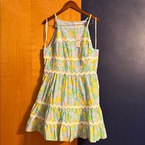 Lilly Pulitzer Floral Mini Dress in Yellow and Green